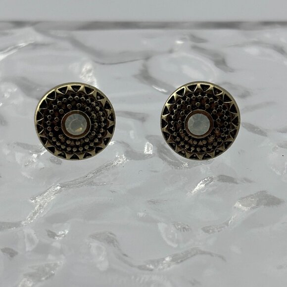 Aztec Gold Toned Stud Earrings - Picture 2 of 4
